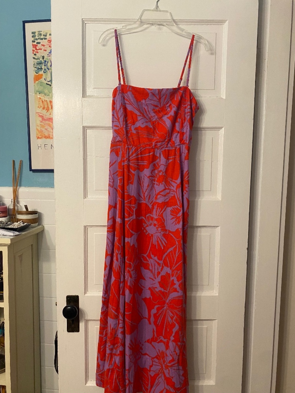 Gap Tropical Print Linen Maxi Dress Size Small Tall